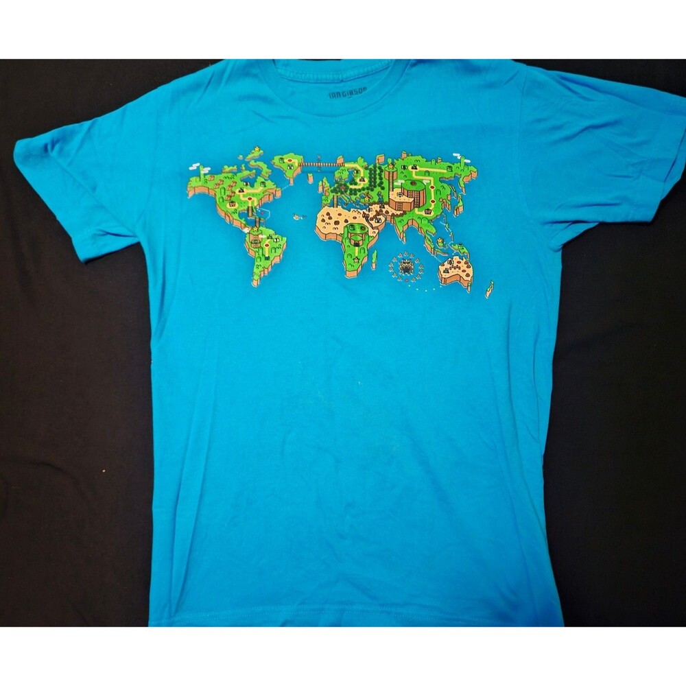 Super Mario World Inspired SNES 16 Bit Pixel Map Gaming Tee Ape 80's 90's